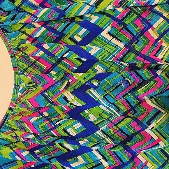 Amanda Uprichard Silk Chevron Print Tie Waist 3/4 Sleeve Dress Size See Comment - Picture 7 of 9